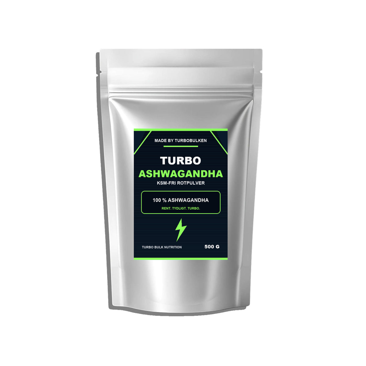 Turbo Ashwagandha 500 g – ny produktbild framifrån